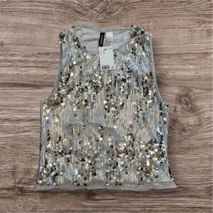 H&M Sequin Crop Top - Silver and Gold